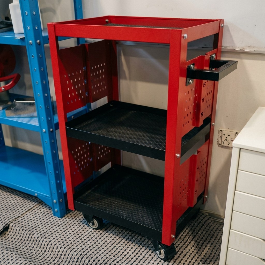 The fabricated trolley after powder coating